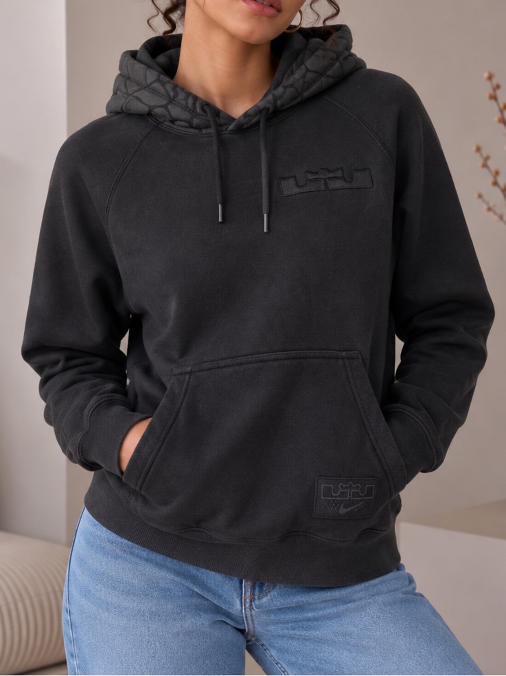 Nike LeBron Black Hooded Crewneck Sweatshirt